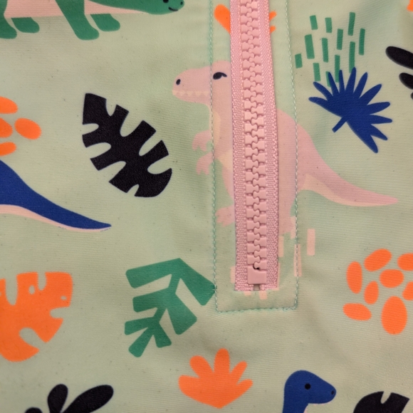 Cat & Jack Dinosaur Print Kids Swimwear - Rash Guard One Piece Swimsuit 2T - Picture 2 of 3